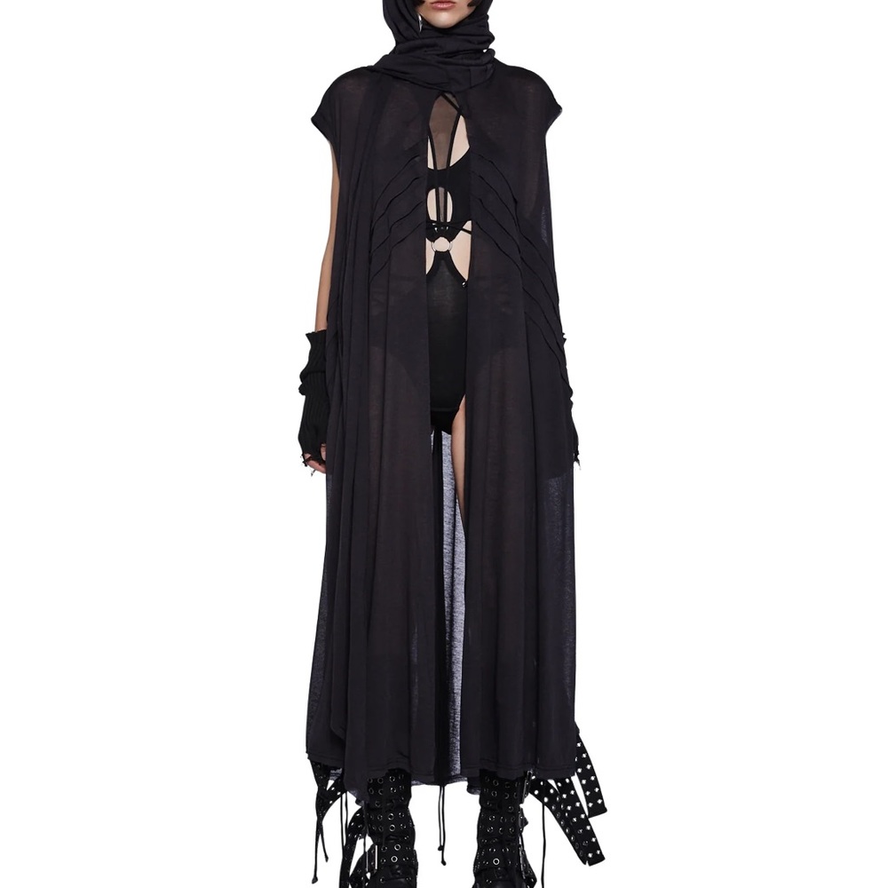 Dolls Kill Darker Wavs Tempo Unisex Split Front Cardigan Sz M
